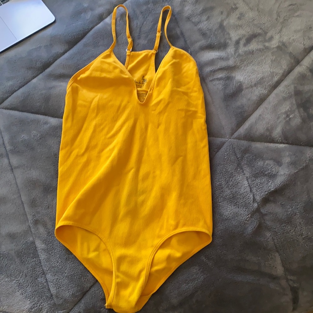 Free People Yellow Bodysuit